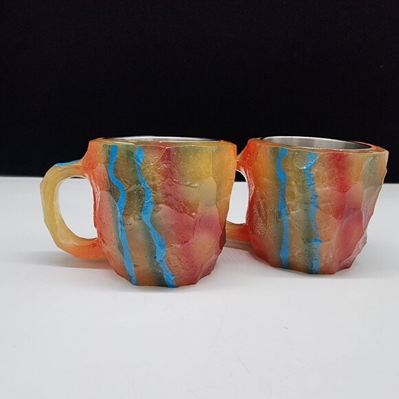 Mineral Crystal Resin Mugs Multi-Colored Mineral Crystal Coffee Mug Lot of 2 - Picture 5 of 8